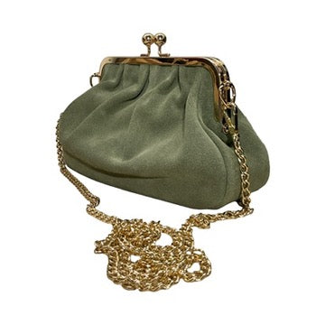 Sac bandoulière femme Fiorella en cuir suédé coloris Kaki fabrication italienne