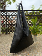 Sac à main femme Ginevra en cuir grainé coloris noir fabrication italienne