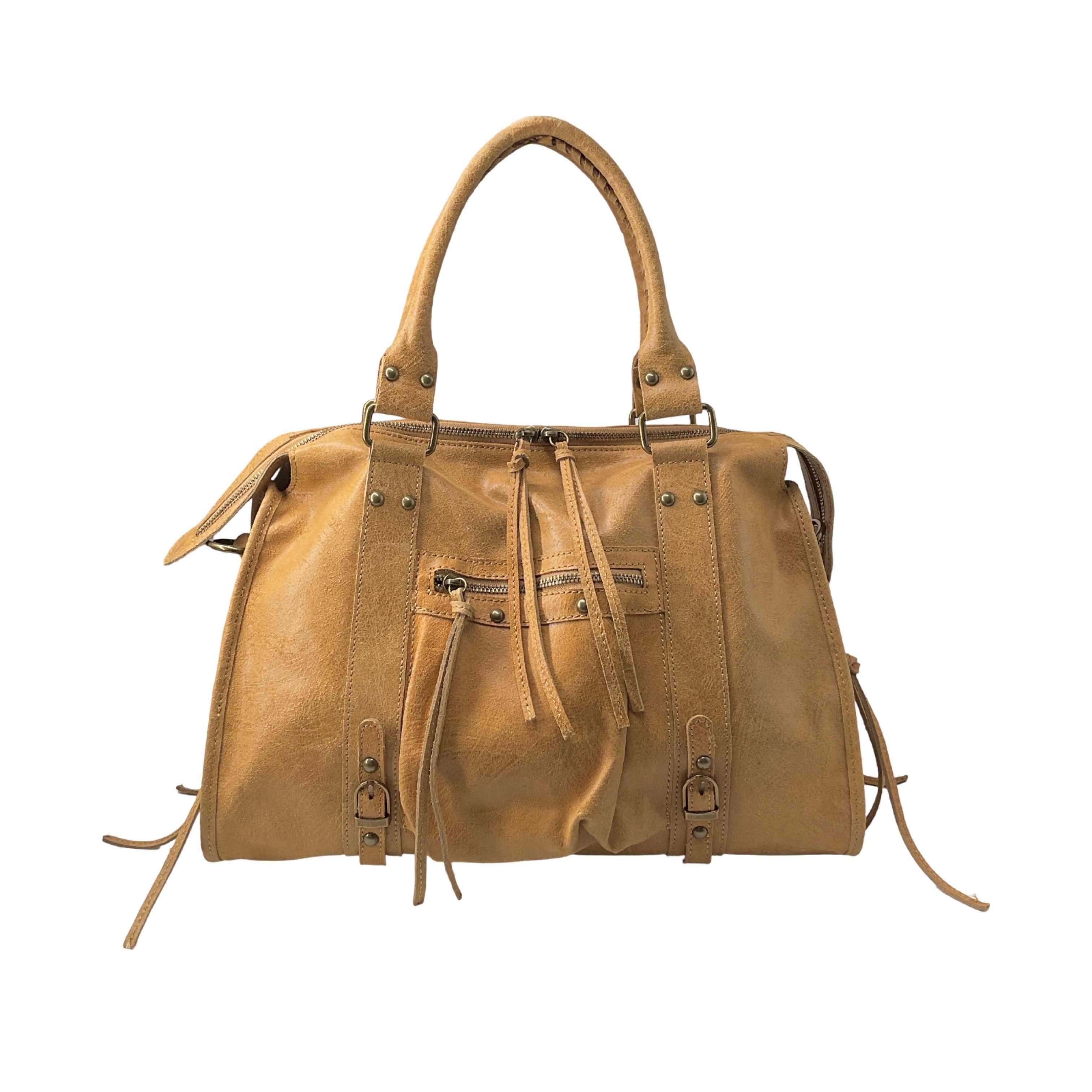 Sac à main Aurora L en cuir mat ocre