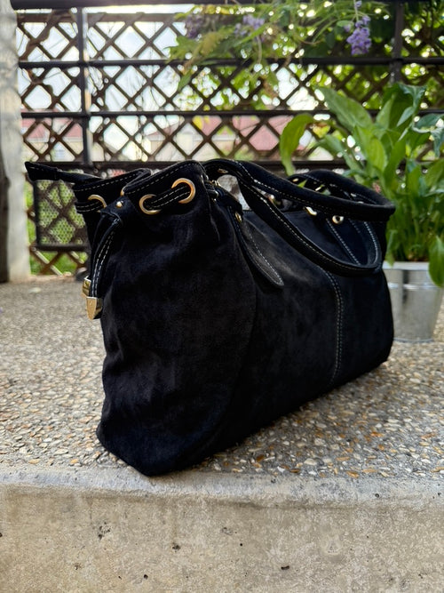 Sac épaule femme Giulia XL en cuir suédé, fabrication italienne