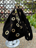 Sac à main femme Emma en cuir suédé coloris noir fabrication italienne