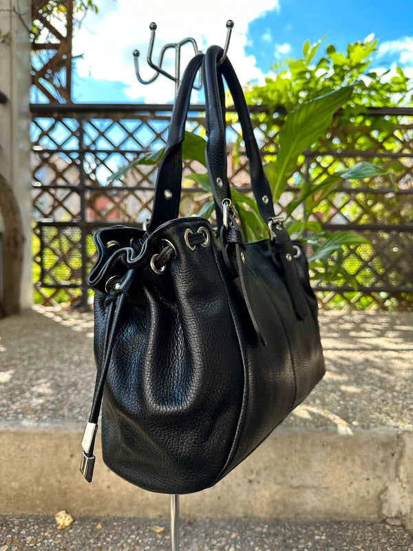     Sac Giulia cuir grainé détail lacets latéraux