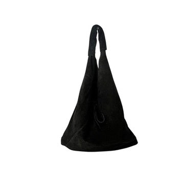 Sac hobo femme Ginevra en cuir suédé coloris Noir fabrication italienne