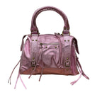 Sac à main Aurora M en cuir irisé rose