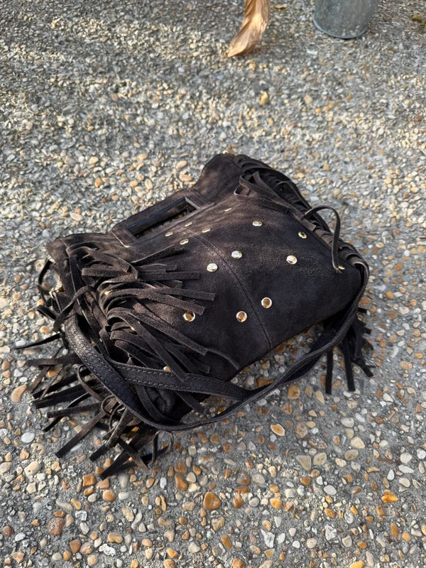    Sac Isabella cuir suédé détail du cuir suédé