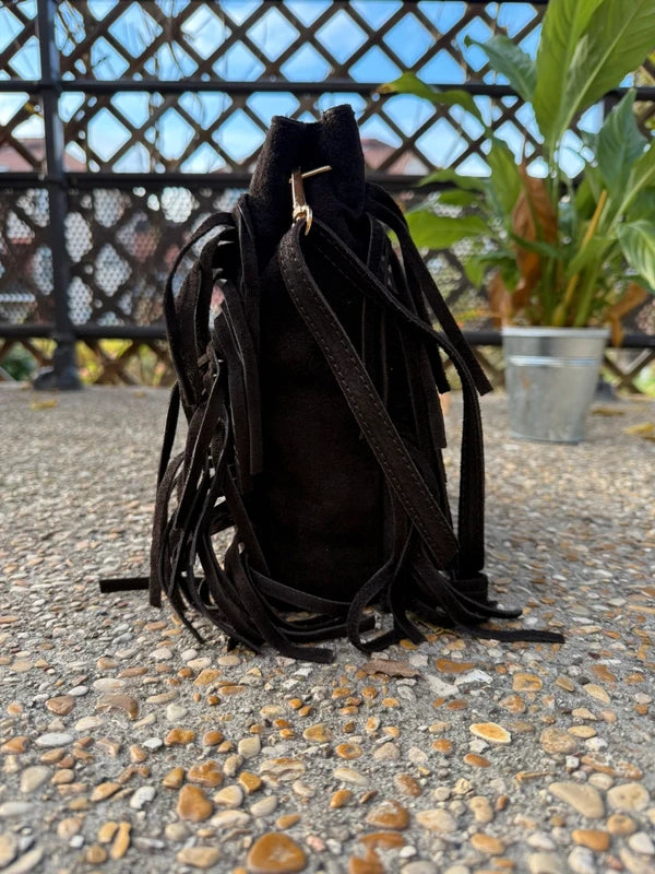     Sac Isabella cuir suédé à clous vue de profil