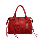 Sac à main Aurora L en cuir mat rouge