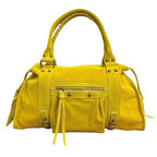 Sac à main Aurora L en cuir suédé jaune