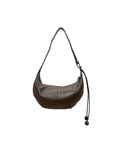Antonella sac hobo femme en cuir grainé chocolat porté épaule