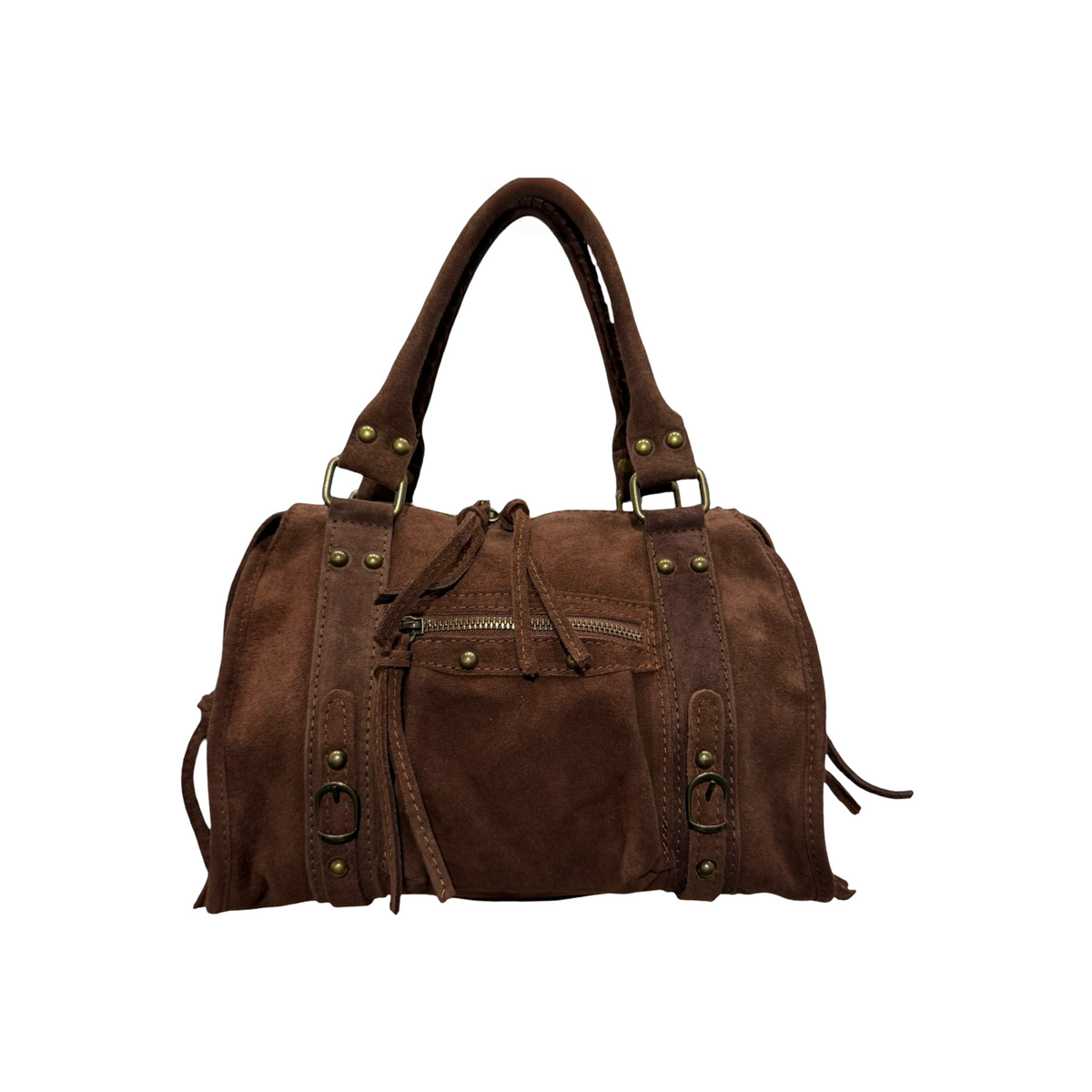 Aurora M sac à main femme cuir suédé cognac
