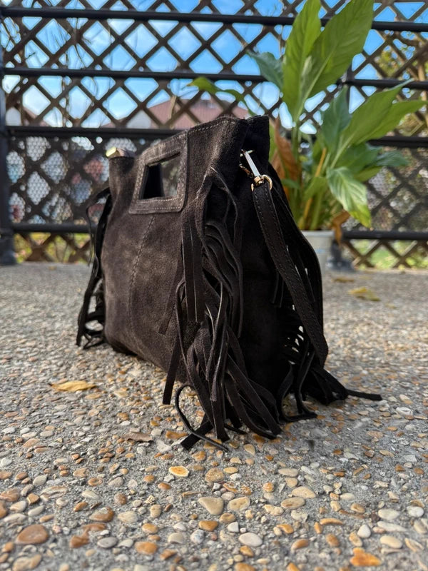    Sac Isabella cuir suédé détail des franges latérales