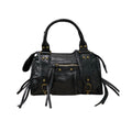 Sac Aurora S en cuir irisé noir – vue rapprochée du modèle