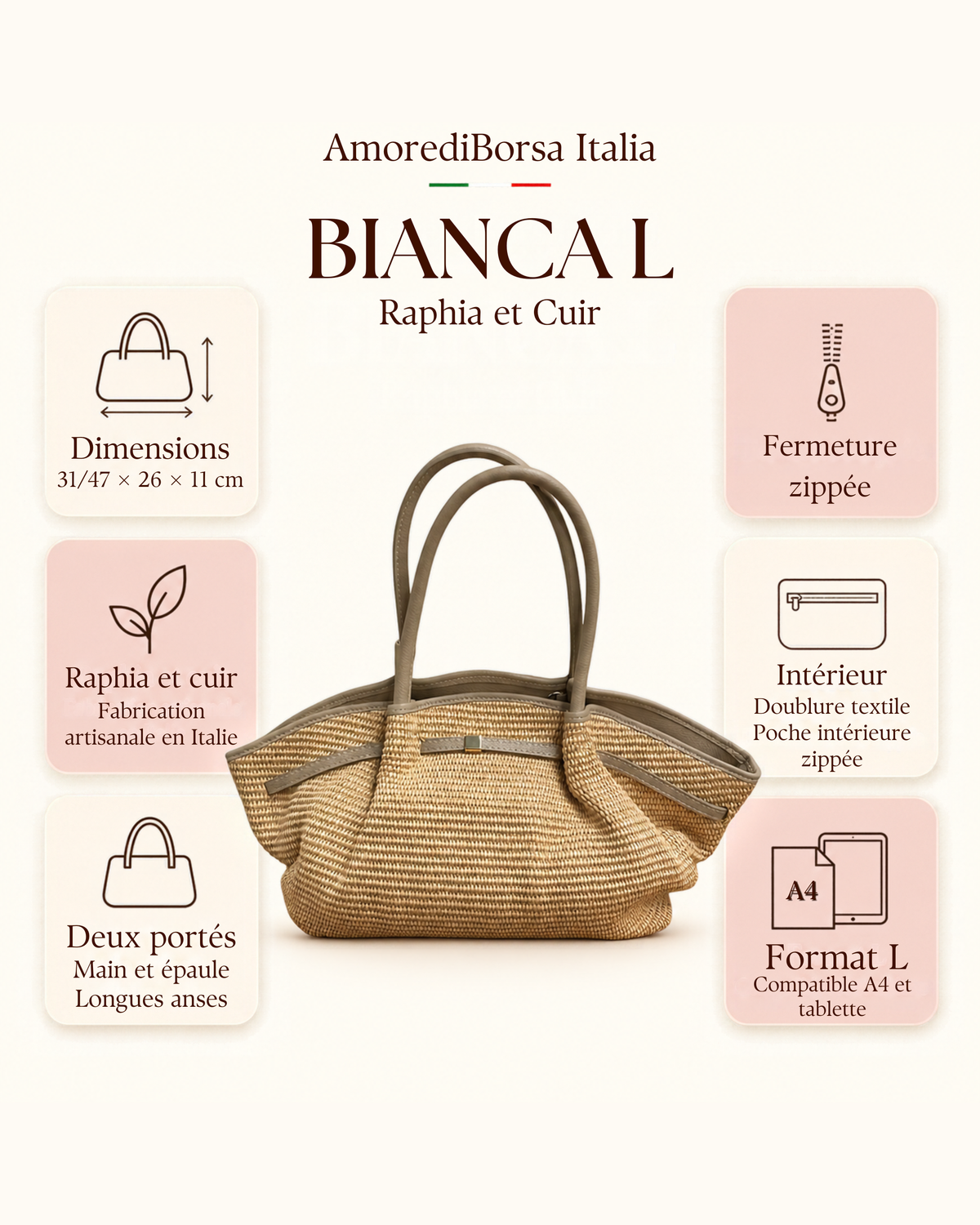 Bianca L Raphia et Cuir