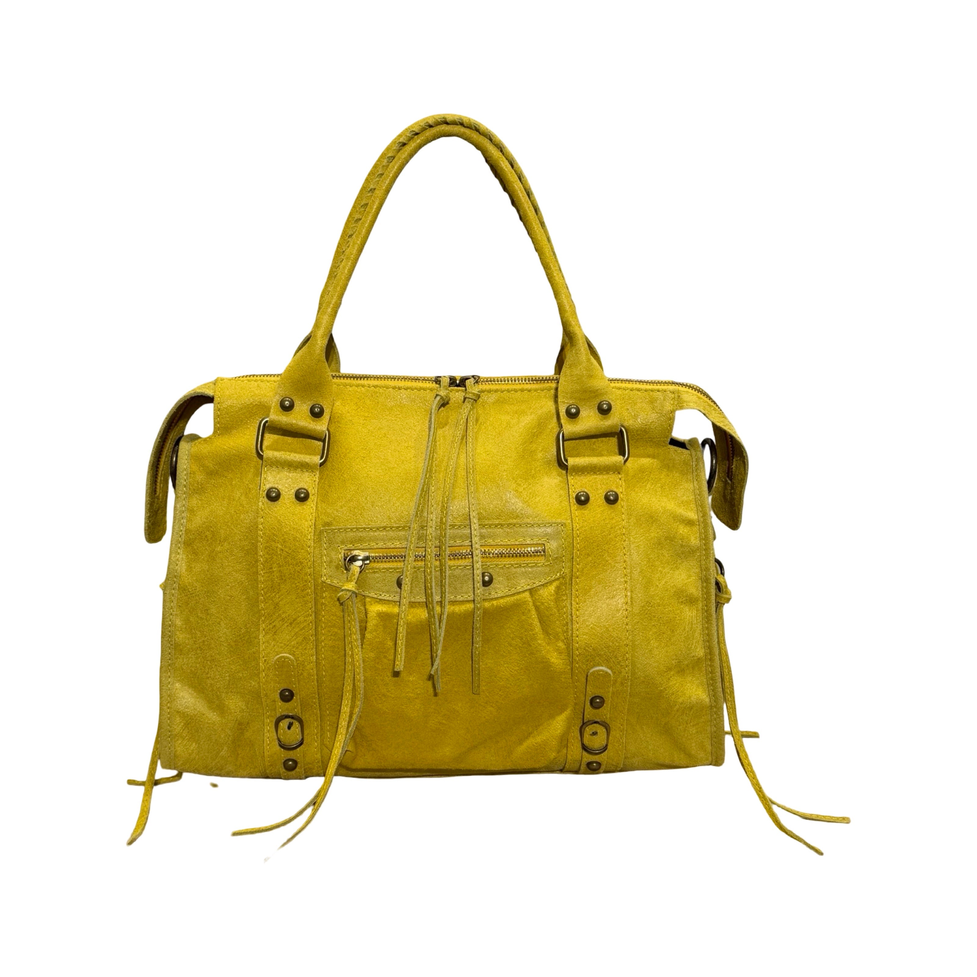 Sac à main Aurora L en cuir mat jaune