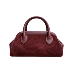 Doria sac à main femme en cuir suédé bordeaux avec détails en cuir grainé – vue de face