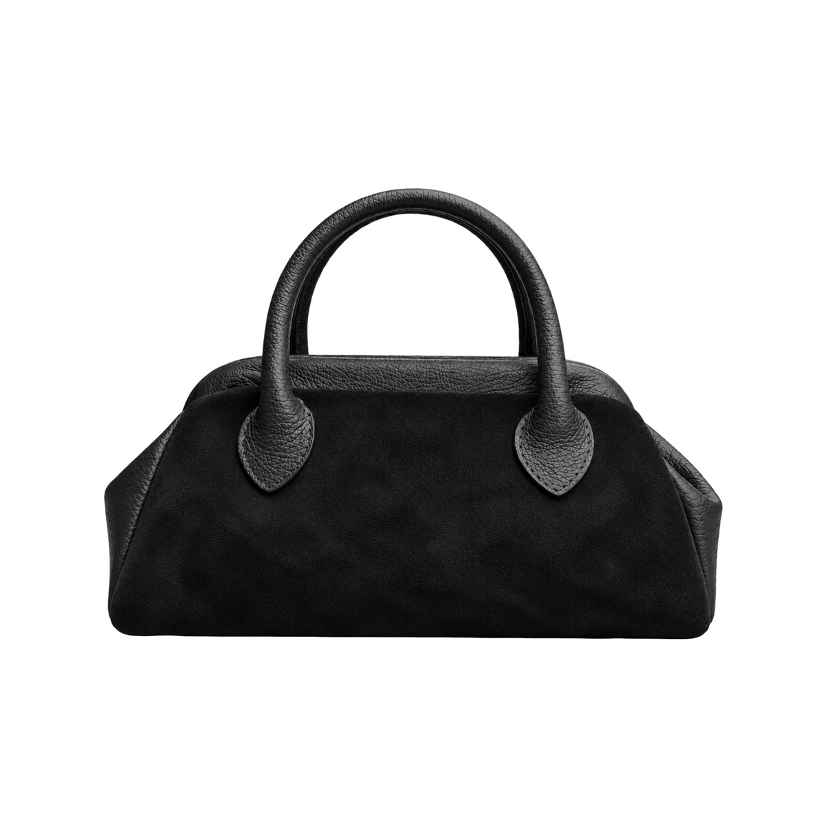 Doria sac à main femme en cuir suédé noir avec détails en cuir grainé – vue de face