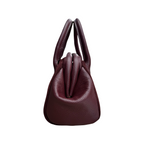 Doria sac à main femme en cuir suédé bordeaux avec détails en cuir grainé – vue de profil