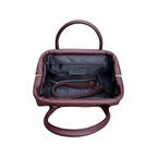 Doria sac à main femme en cuir suédé bordeaux avec détails en cuir grainé – vue de l'interieur