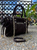 Sac bandoulière femme Giulia Mini en cuir suédé coloris chocolat fabrication italienne