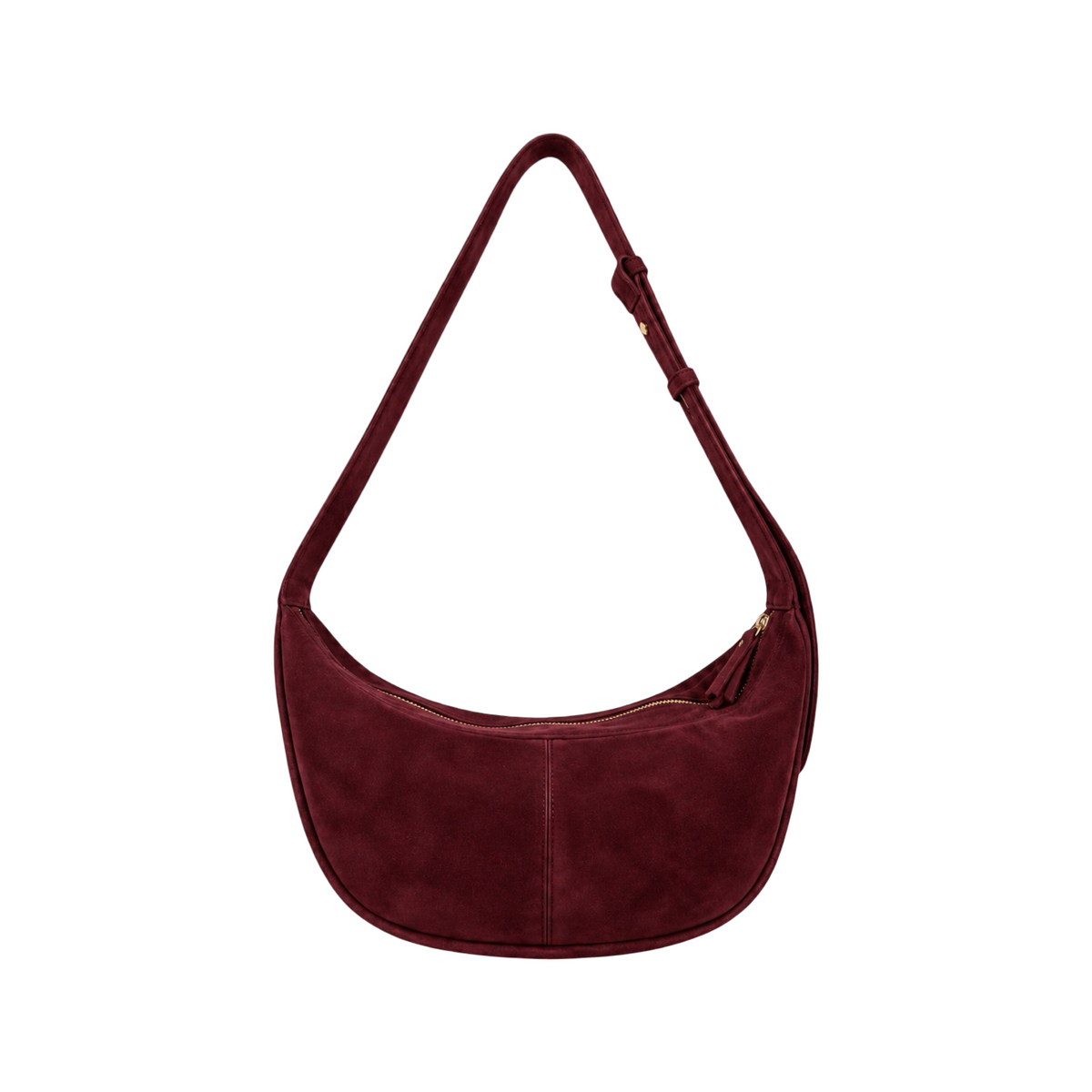 Elettra sac hobo femme en cuir suédé bordeaux – vue de face
