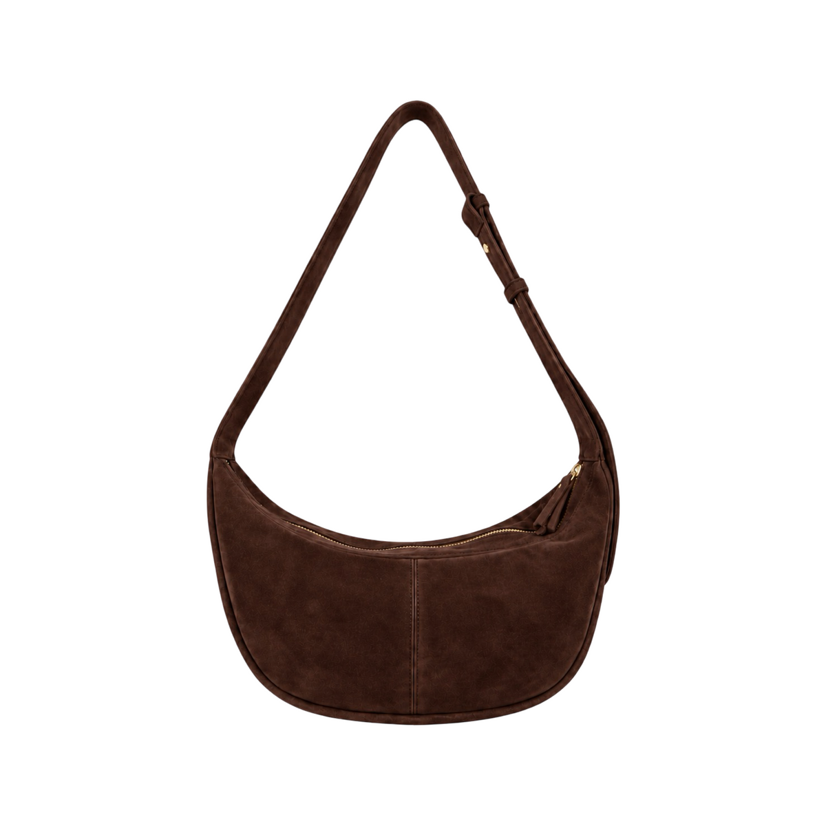 Elettra sac hobo femme en cuir suédé chocolat – vue de face