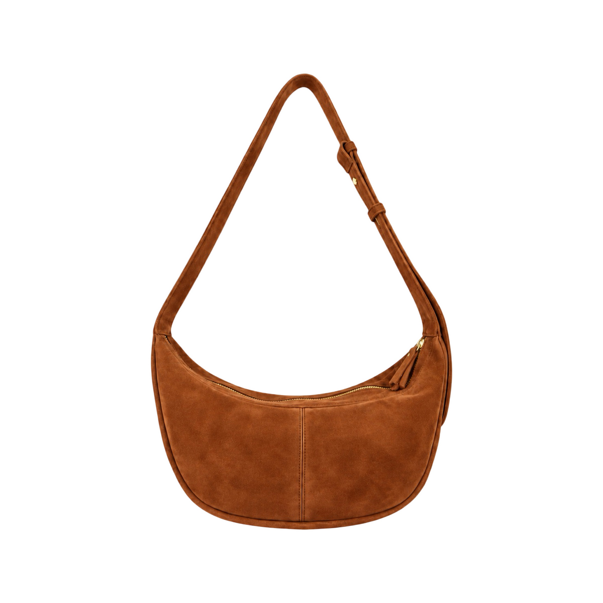 Elettra sac hobo femme en cuir suédé cognac – vue de face