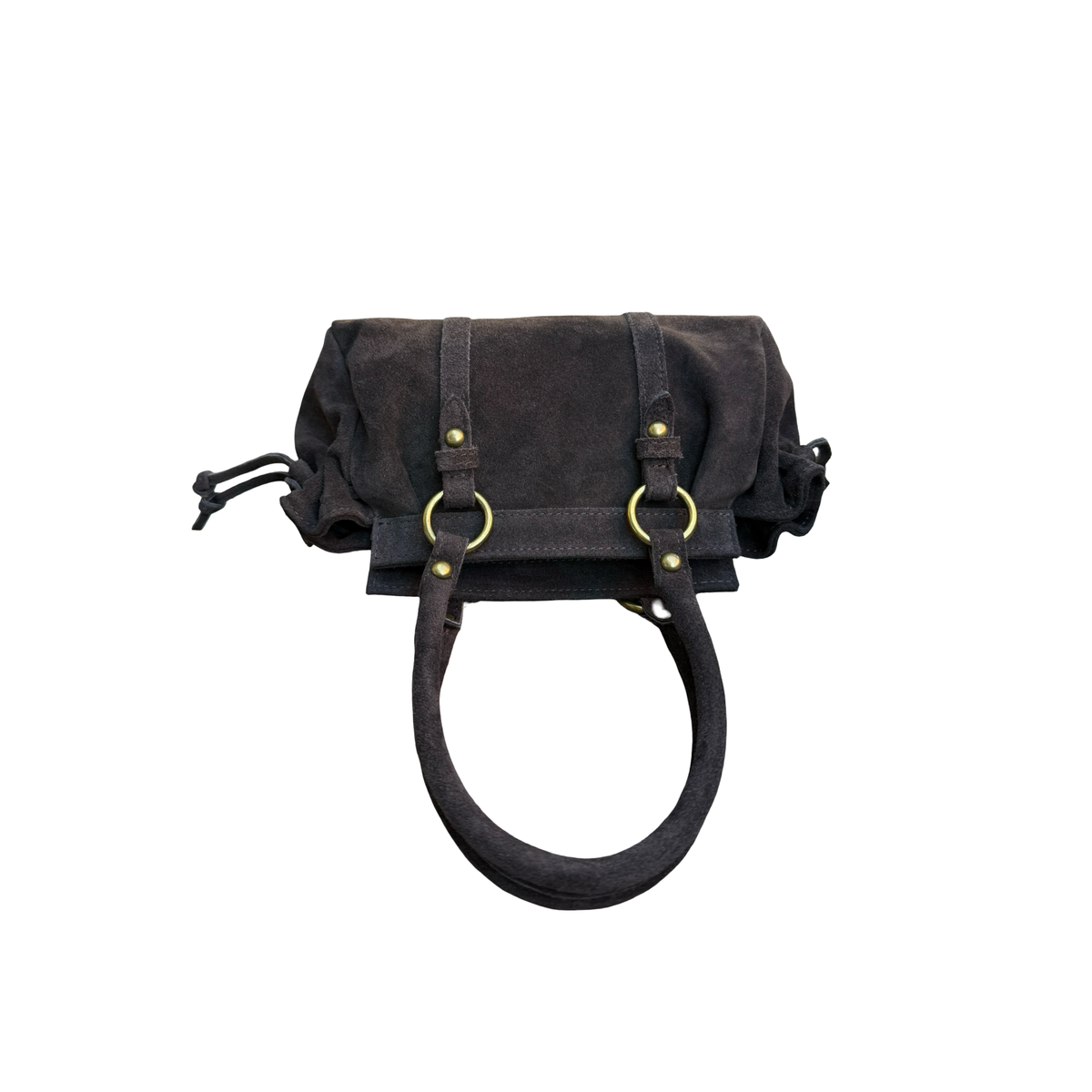Federica S sac à main femme en cuir suédé chocolat porté main ou épaule à plat