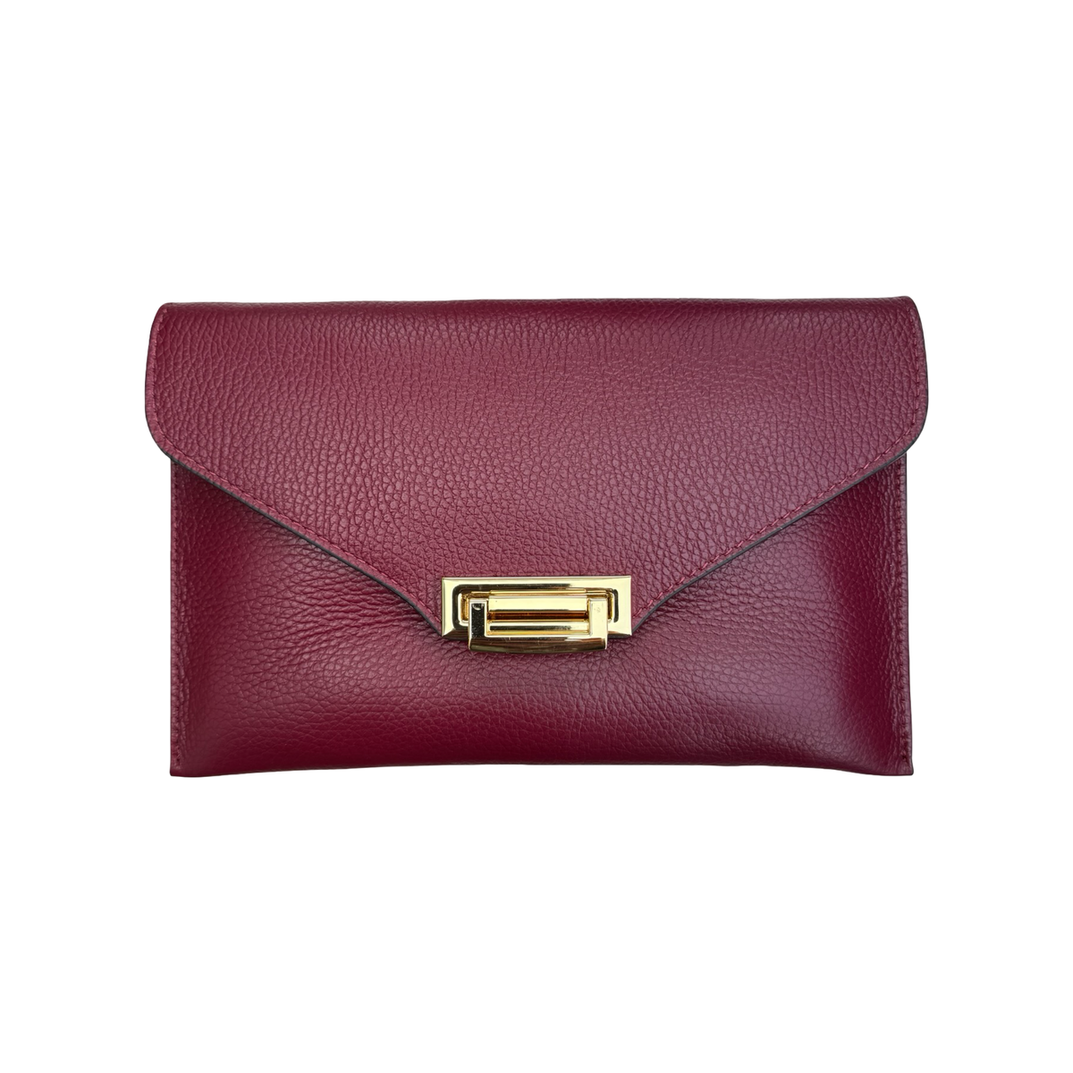 Gemma pochette femme en cuir grainé bordeaux – vue de face