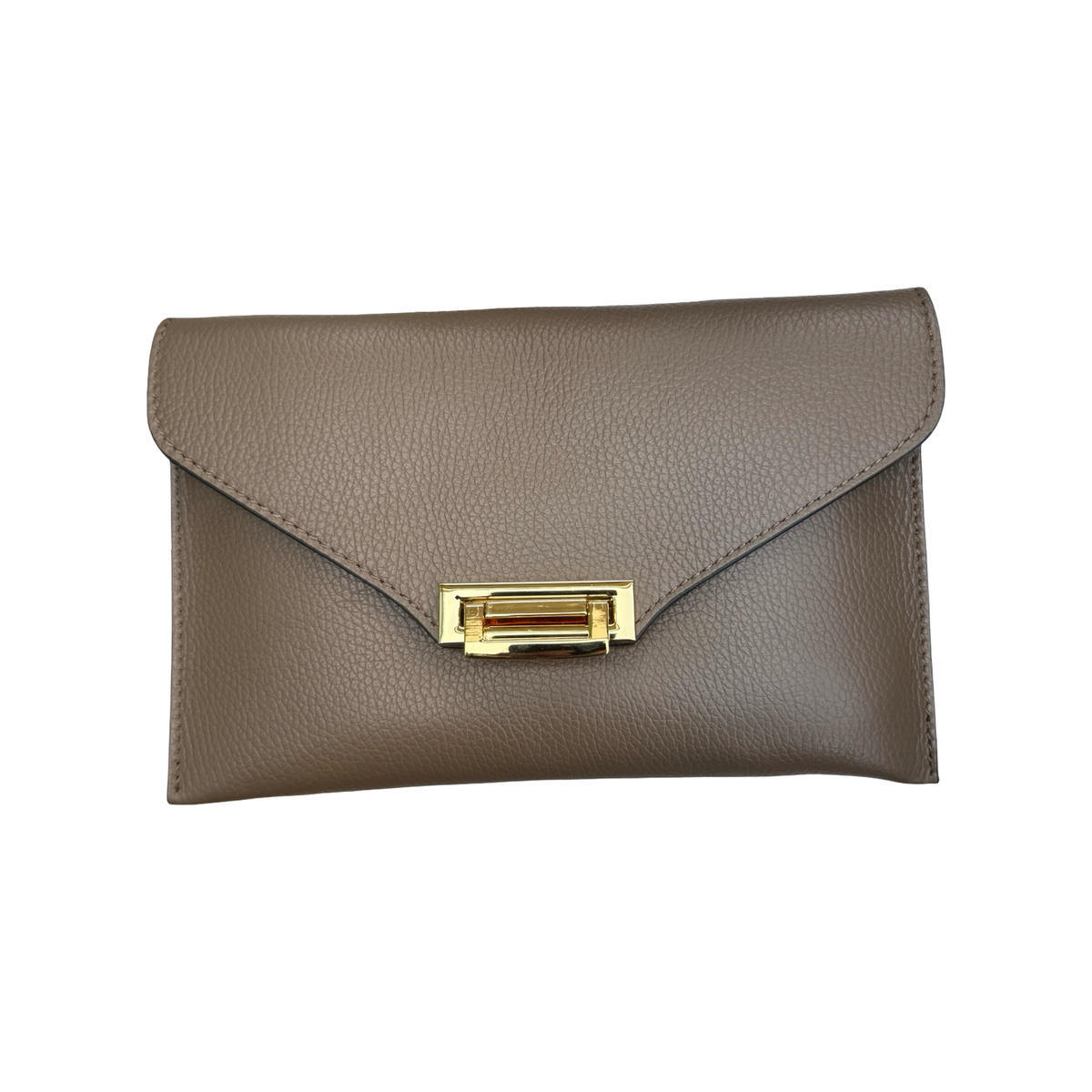 Gemma pochette femme en cuir grainé taupe – vue de face