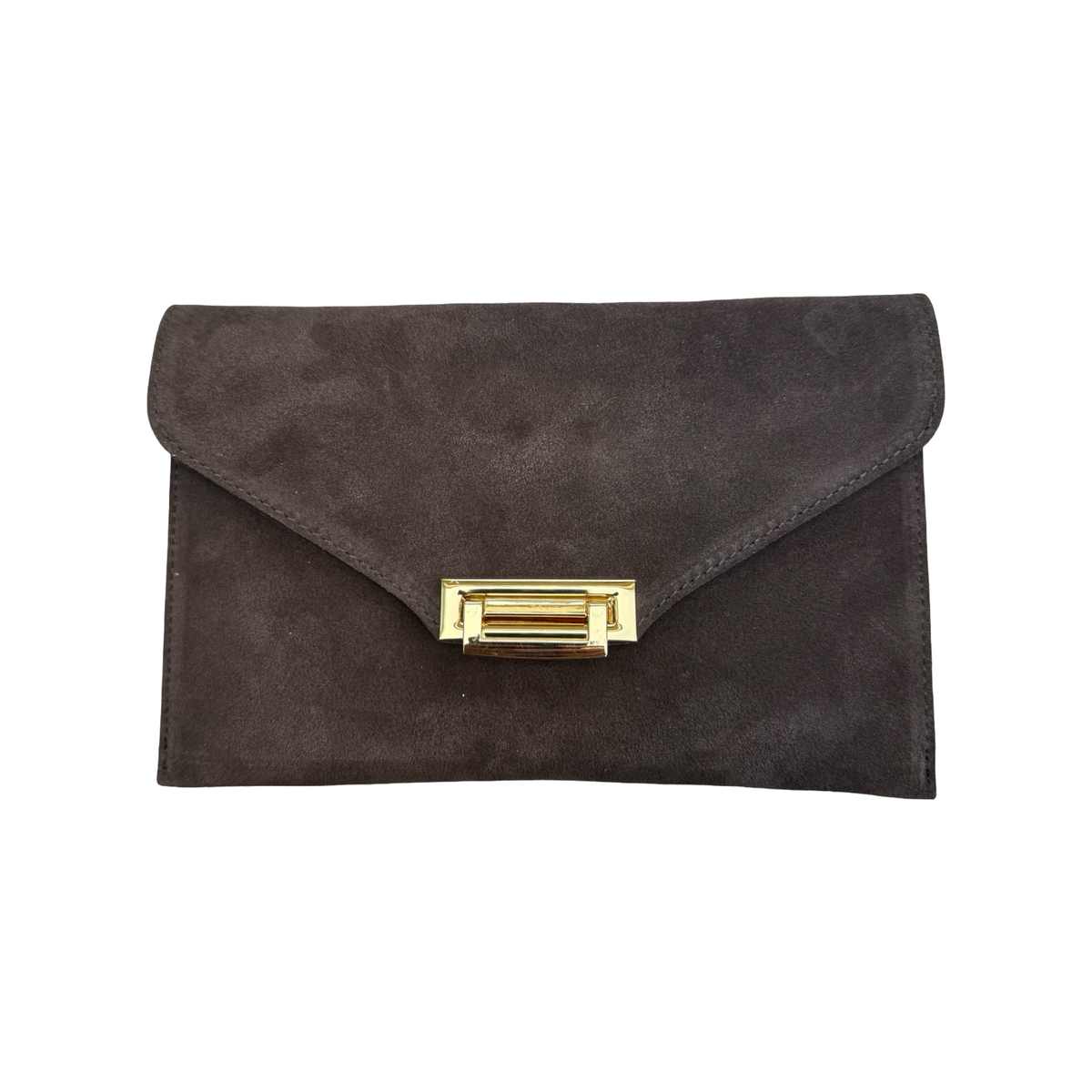 Gemma pochette femme en cuir suédé chocolat – vue de face