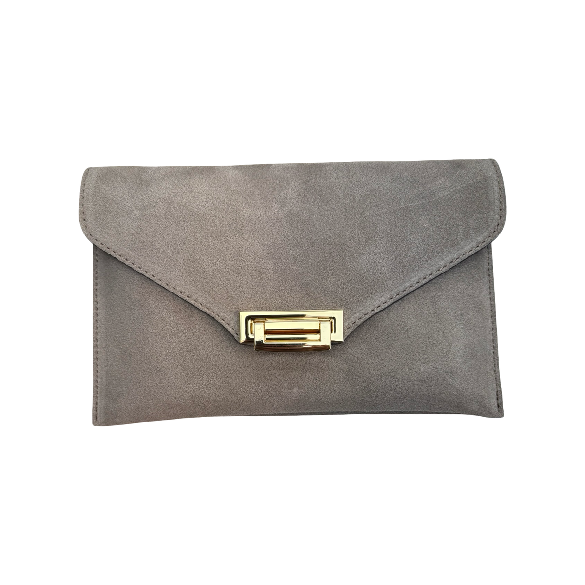Gemma pochette femme en cuir suédé taupe – vue de face