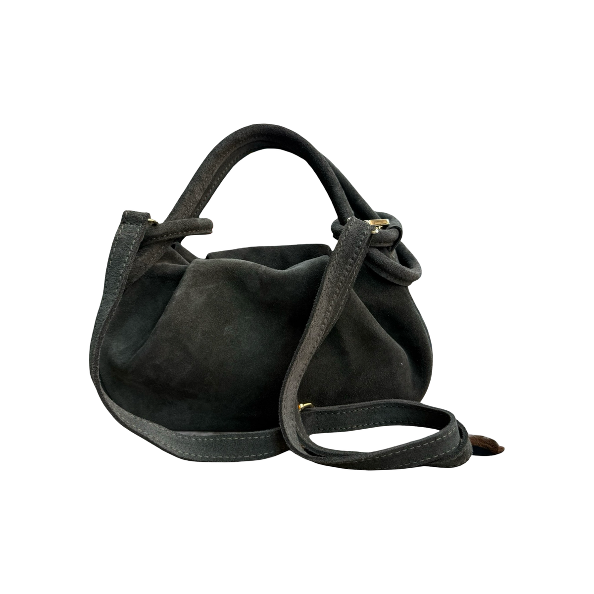 Maddalena sac hobo femme cuir suédé kaki à nœuds avec sa bandoulière