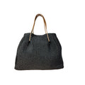Noemi L grand sac cabas femme en raphia noir et cuir – vue de face