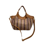 Raffaella L sac cabas femme en raphia multicolore et cuir camel – vue arriere