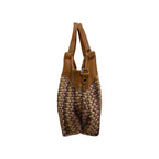 Raffaella L sac cabas femme en raphia multicolore et cuir camel – de profil