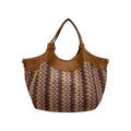 Raffaella L sac cabas femme en raphia multicolore et cuir camel – vue de face