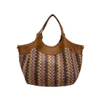 Raffaella L sac cabas femme en raphia multicolore et cuir camel – vue de face