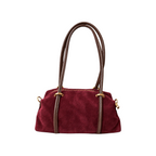 Renata sac à main femme en cuir suédé bordeaux avec détails en cuir grainé – vue de face