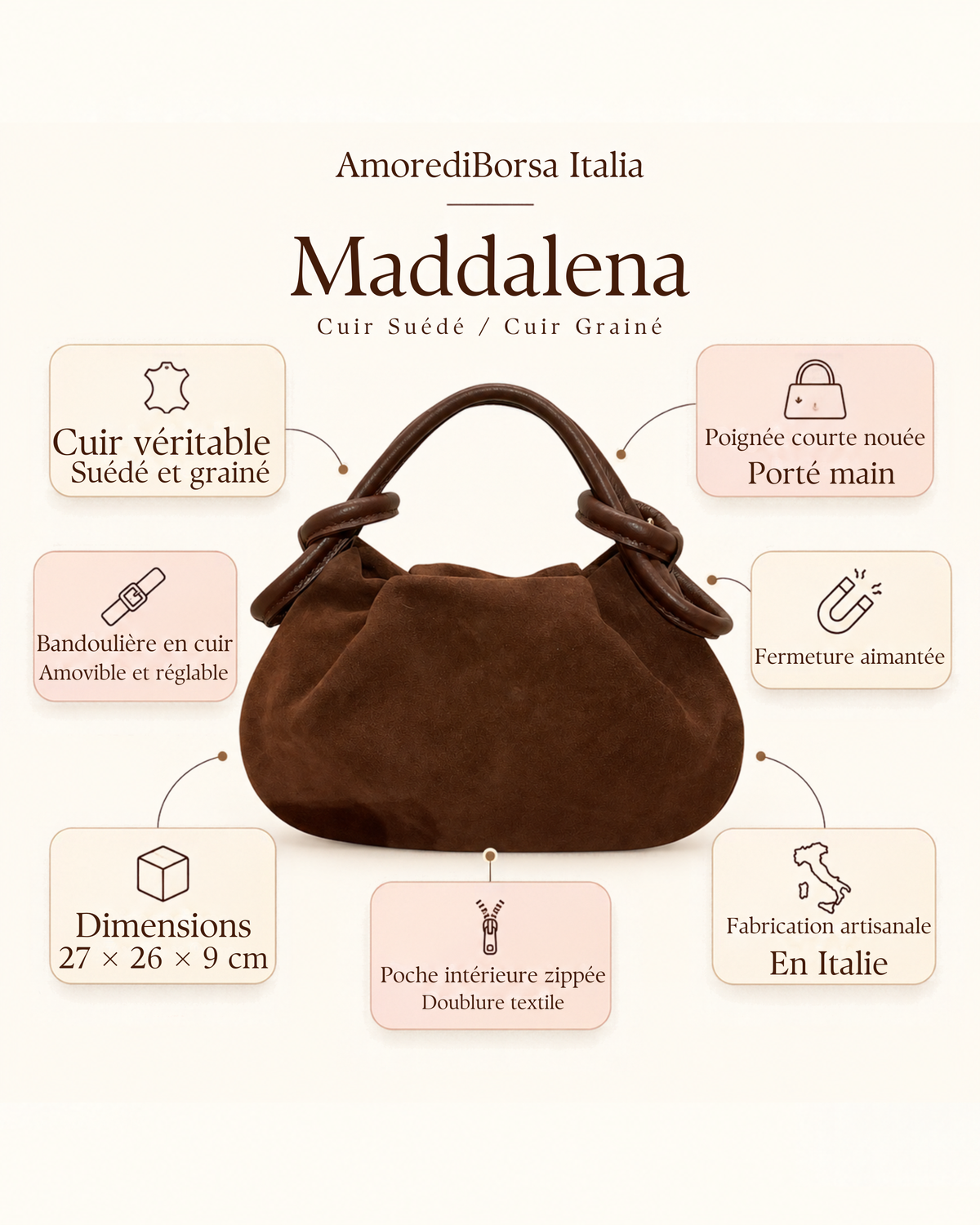 Maddalena Cuir Suédé / Cuir Grainé