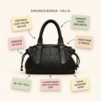 Sac épaule femme Giulia en cuir italien délavé avec grandes anses réglables et compartiment central zippé Sticky