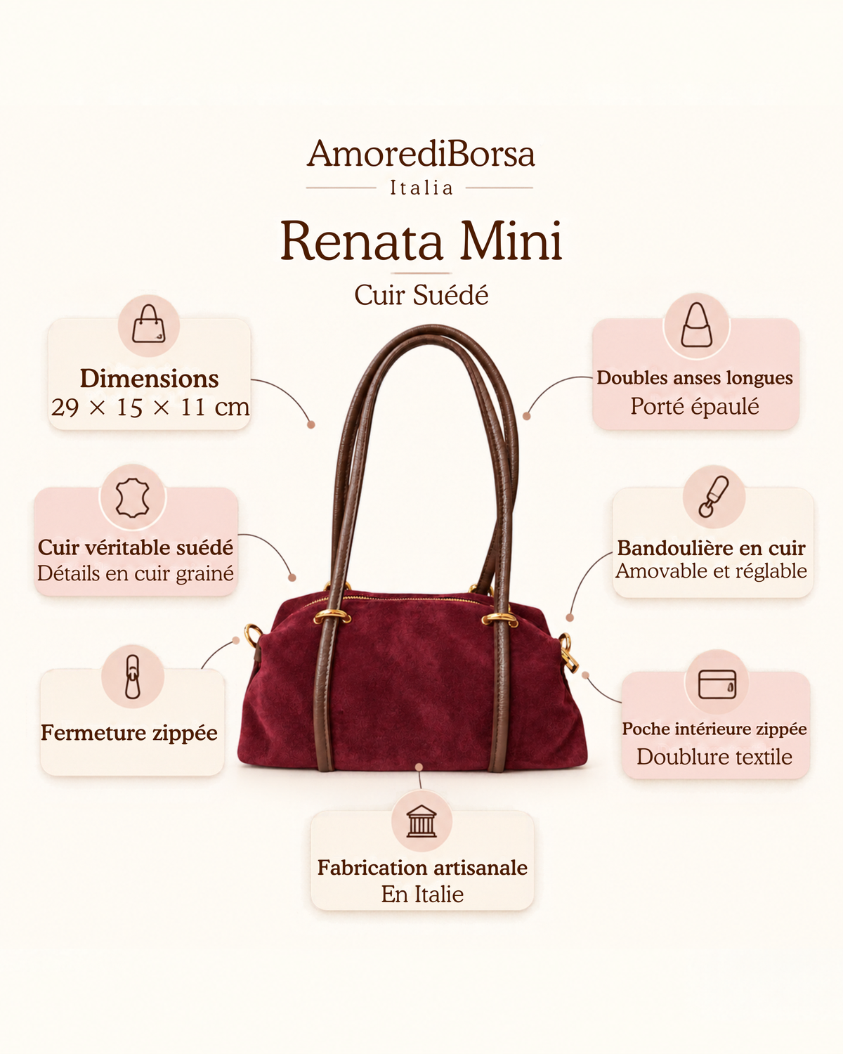 Renata Mini Cuir Suédé
