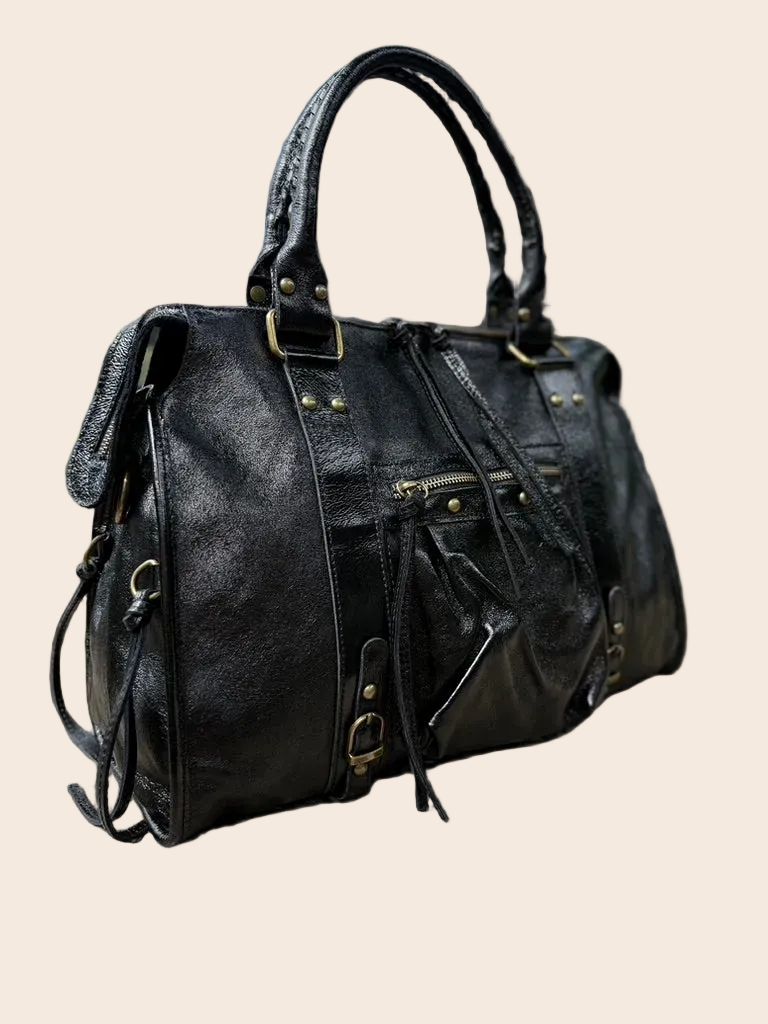 Sac a Main en Cuir Iris Noir AURORA L
