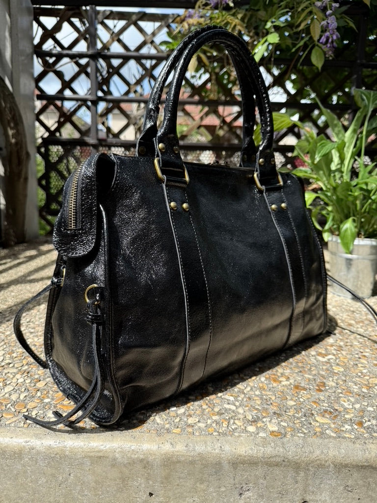 Sac a Main en Cuir Irisé Noir AURORA LV005 / 13
