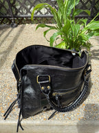 Sac a Main en Cuir Irisé Noir AURORA LV005 / 18