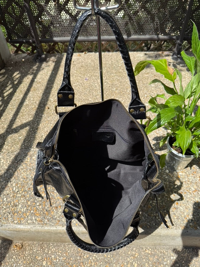 Sac a Main en Cuir Irisé Noir AURORA LV005 / 20