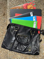 Sac a Main en Cuir Irisé Noir AURORA LV005 / 5