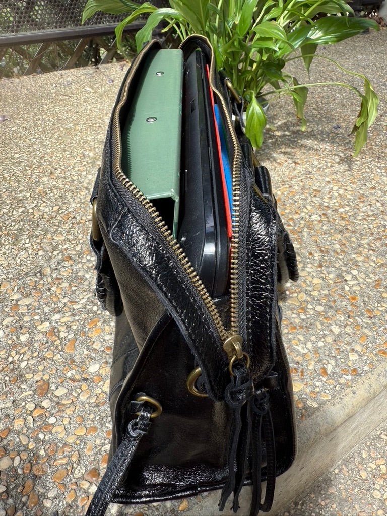 Sac a Main en Cuir Irisé Noir AURORA LV005 / 7