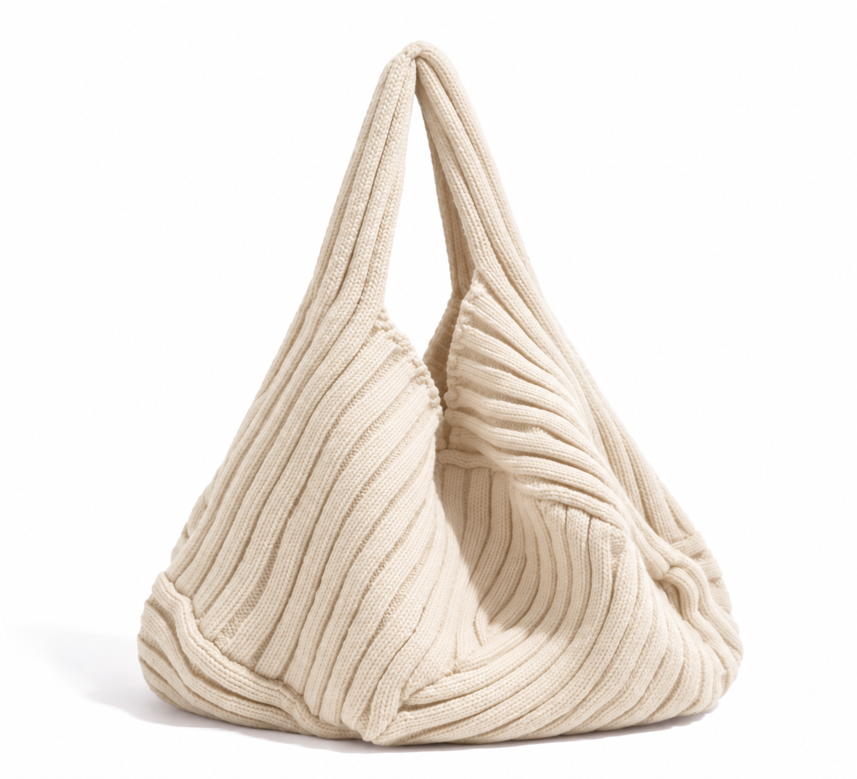 Sac hobo femme Serafina en maille tricotée beige fabriqué en Italie